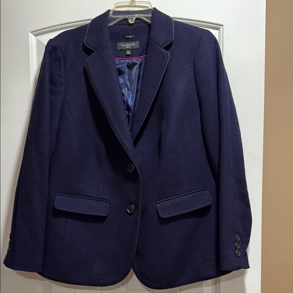 Talbots Women's Navy Wool Blazer size 12w
